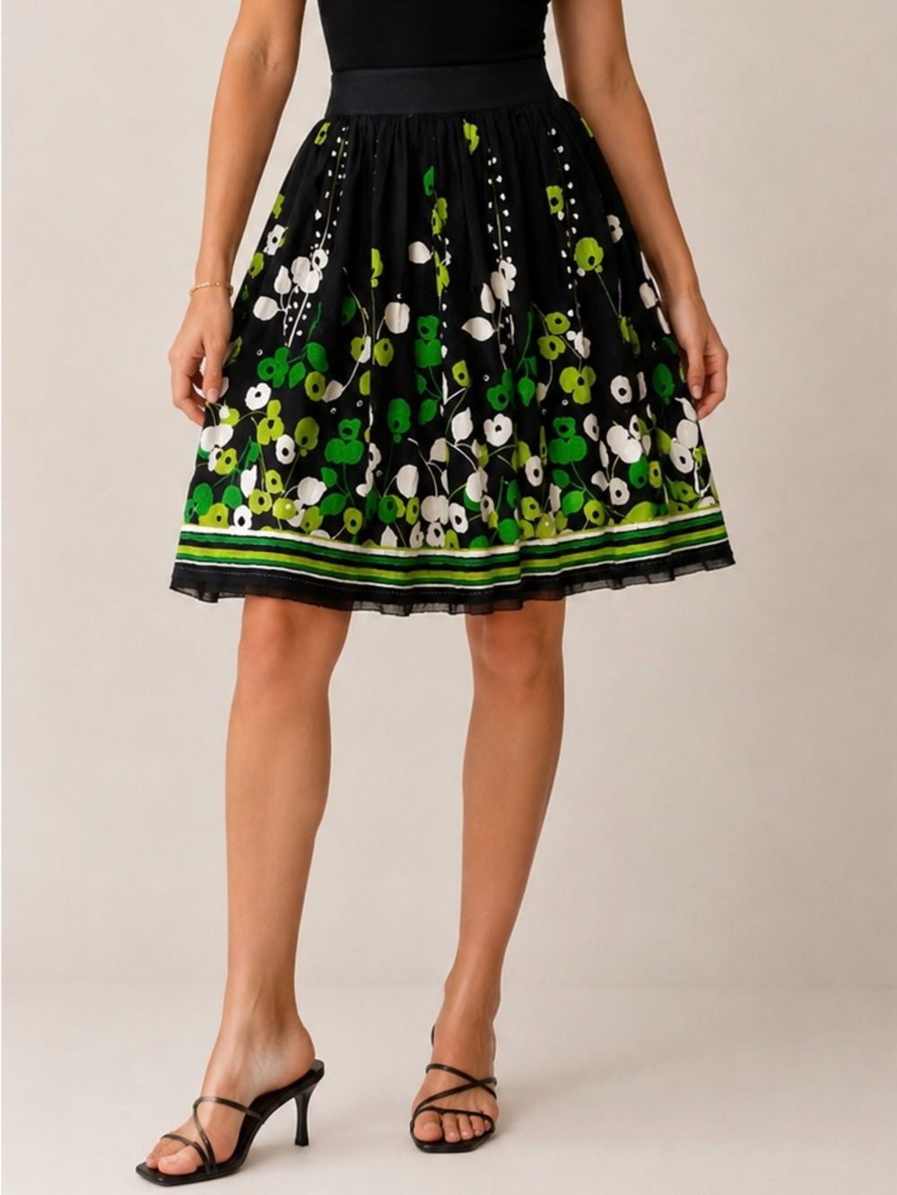 Alfani Petite Retro Skirt Mod Floral Fit Flare Artsy Whimsigoth 12P